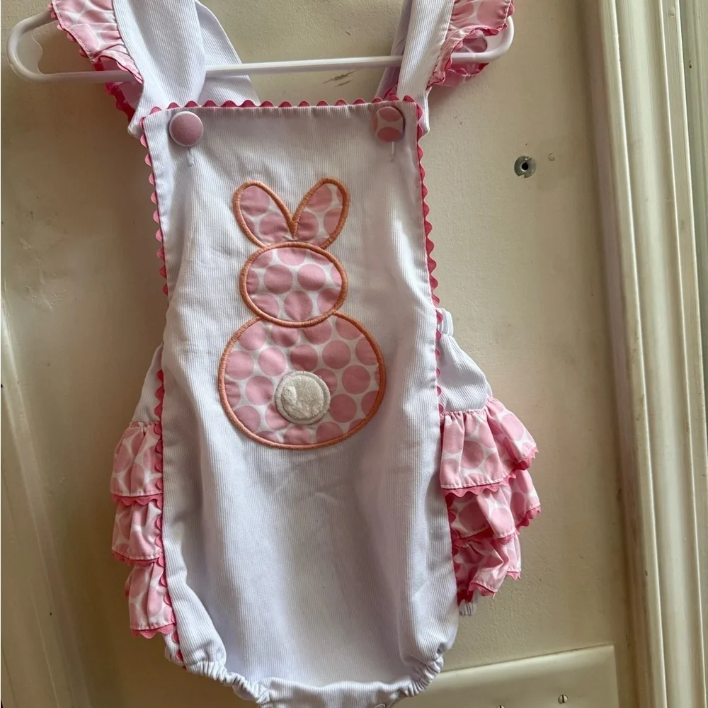 Shrimp & Grits Ruffle Butt Bunny Romper